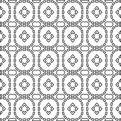 Naklejka premium Abstract background with figures from lines. black and white pattern for web page, textures, card, poster, fabric, textile. Monochrome graphic repeating design.