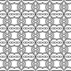 Abstract background with figures from lines. black and white pattern for web page, textures, card, poster, fabric, textile. Monochrome graphic repeating design.