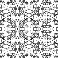 Abstract background with figures from lines. black and white pattern for web page, textures, card, poster, fabric, textile. Monochrome graphic repeating design.