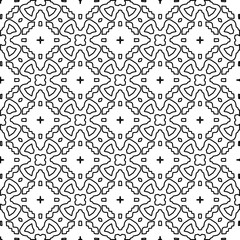 Abstract background with figures from lines. black and white pattern for web page, textures, card, poster, fabric, textile. Monochrome graphic repeating design.