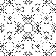 Abstract background with figures from lines. black and white pattern for web page, textures, card, poster, fabric, textile. Monochrome graphic repeating design.