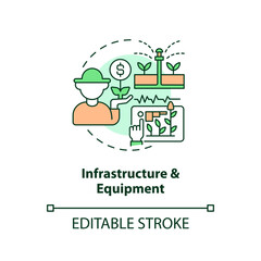 2D customizable infrastructure and equipment icon representing vertical farming and hydroponics concept, isolated vector, thin line illustration.