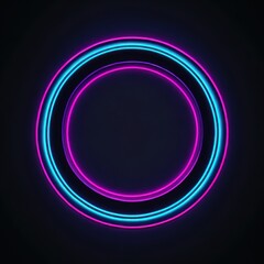 neon lights circle square isolate on black background.generative ai