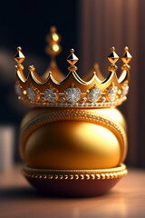 golden crown on red carpet