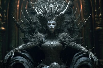 Fototapeta na wymiar The queen of darkness on the throne