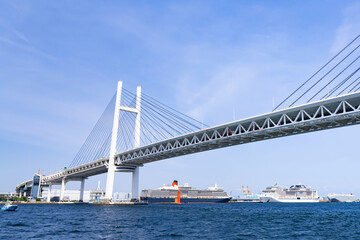 神奈川県横浜市　豪華客船クルーズ船上から見た風景