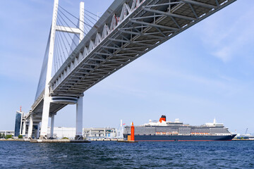 神奈川県横浜市　豪華客船クルーズ船上から見た風景
