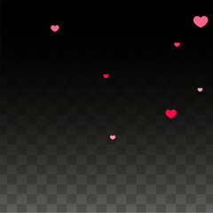 Hearts Confetti Falling Background. St. Valentine's Day pattern. Romantic Scattered Hearts Design Element. Love. Sweet Moment. Gift. Cute Element of Design for Sales or Celebration.