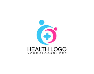 Abstract People Care Logo. Human Icon with Circular Two Hands Symbol. Flat Vector Logo Design Template Element.