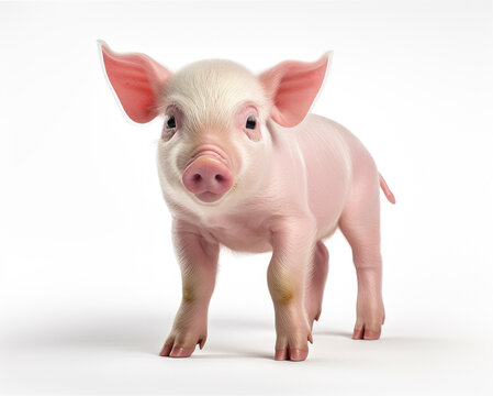 Generative ai a piglet on isolate white background