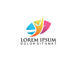 Creative Healthy People Concept Logo Design Template
