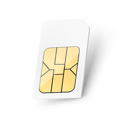 SIM card chip mockup. Vector illustration isolated on white background. Ready fro your design. EPS10.	 - obrazy, fototapety, plakaty