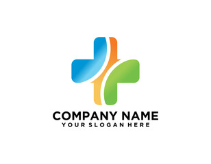 Fototapeta premium Health Care Logo, For Medical Center, With line Cross Symbol