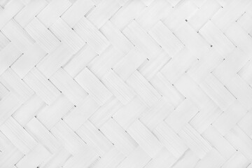 White bamboo weaving pattern, old woven rattan mat texture for background and design art work.