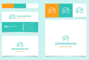 Dependencies logo design with editable slogan. Branding book and business card template.