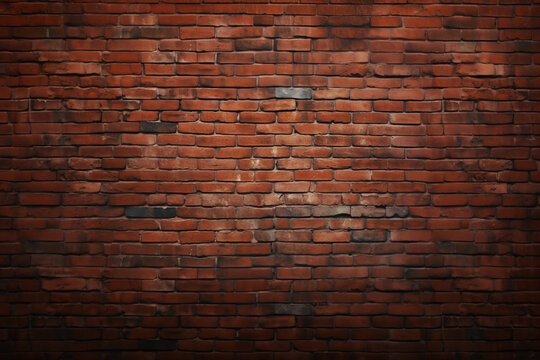 Old red brick wall background, wide panorama of masonry. Generative AI