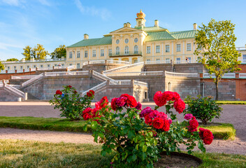 Fototapeta na wymiar Grand Menshikov palace in summer in Oranienbaum (Lomonosov) park, Saint Petersburg, Russia