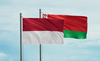 Belarus and Indonesia and Bali island flag