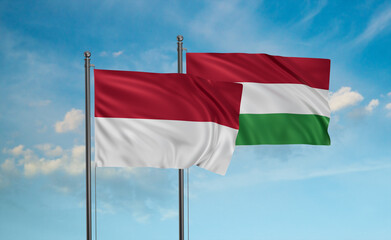 Hungary and Indonesia and Bali island flag