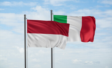 Italy and Indonesia and Bali island flag
