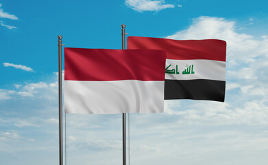 Iraq and Indonesia and Bali island flag