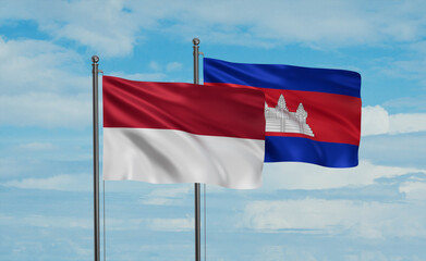 Cambodia and Indonesia and Bali island flag