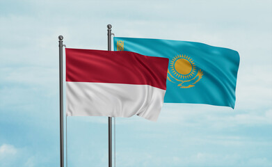 Kazakhstan and Indonesia and Bali island flag