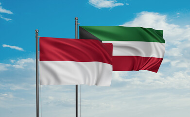 Kuwait and Indonesia and Bali island flag