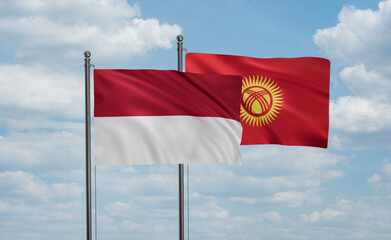 Kyrgyzstan and Indonesia and Bali island flag