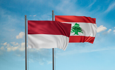 Lebanon and Indonesia and Bali island flag