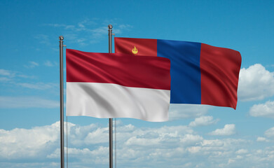 Mongolia and Indonesia and Bali island flag