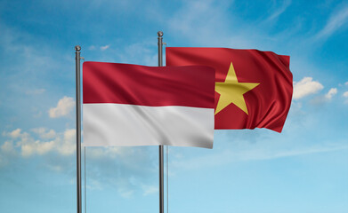 Vietnam and Indonesia and Bali island flag