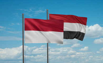 Yemen and Indonesia and Bali island flag