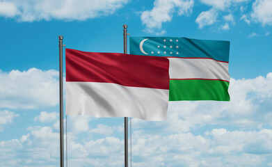 Uzbekistan and Indonesia and Bali island flag