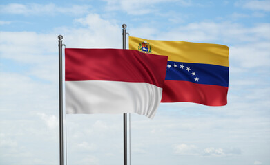 Fototapeta na wymiar Venezuela and Indonesia and Bali island flag