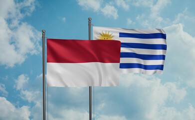 Fototapeta na wymiar Uruguay and Indonesia and Bali island flag