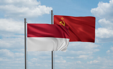 Soviet Union and Indonesia and Bali island flag