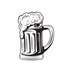 Beer in glass with foam. Hand drawn october fest beer vector illustration isolated
