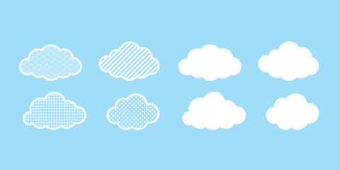 cloud icon cartoon polka dot striped japanese wave checked doodle vector isolated illustration design