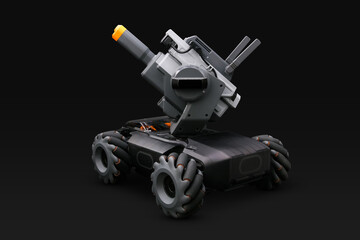Robomaster S1 Programmable educational Robots isolated on Black Background
