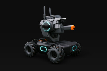 Robomaster S1 Programmable educational Robots isolated on Black Background
