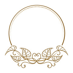 Vector round floral frame with ivy leaves decoration
