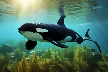 Crédence de cuisine en verre imprimé Orca orca in the sea