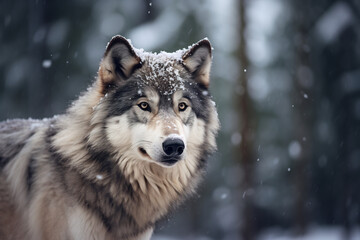 gray wolf in winter