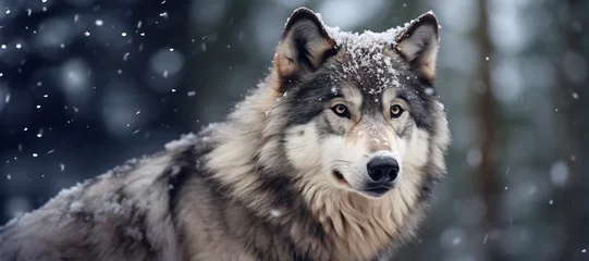 Deurstickers wolf in snow, hunt © Creative Pixels