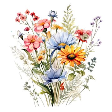 recommend clip art: Wedding floral romantic bouquet composition, graphic illustration.