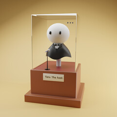 3d person with glass container