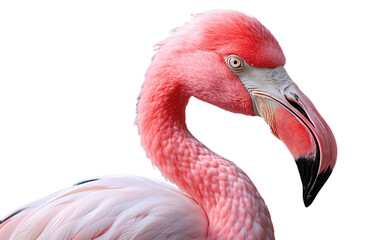 Close Up Flamingo Isolated on Transparent Background. Generative AI