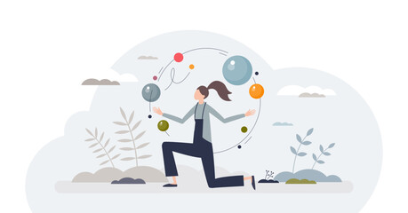 ADHD or attention deficit and hyperactivity disorders tiny person concept, transparent background. Medical mental and psychological pathology with frustration, lack of focus.