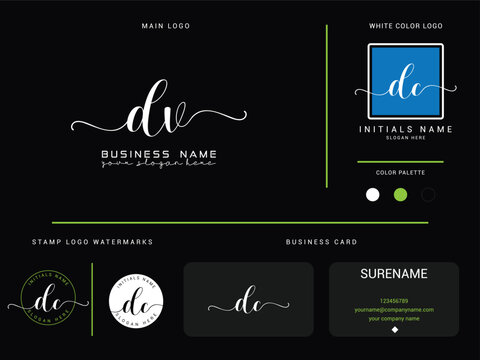 Feminine dv Business Logo, Luxury dv Signature Letter Design